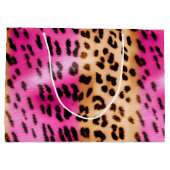 Girl Pink Cream Leopard Print Große Geschenktüte (Rückseite)