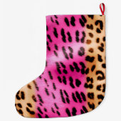 Girl Pink Cream Leopard Print Großer Weihnachtsstrumpf (Rückseite)