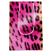 Girl Pink Cream Leopard Print Mittlere Geschenktüte (Rückseite)