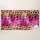 Girl Pink Cream Leopard Print Strandtuch (Vorderseite)