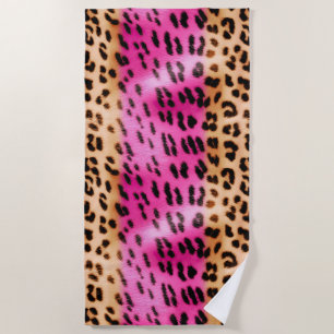 Girl Pink Cream Leopard Print Strandtuch