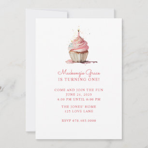 Girl Pink Cupcake Einladung