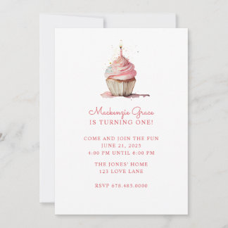 Girl Pink Cupcake Einladung