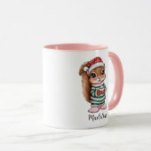 Girl Pink Custom Christmas Eichhörnchen Tasse (VorderseiteRechts)