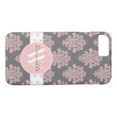 Girl Pink Damask Monogram Case-Mate iPhone Hülle (Rückseite (Horizontal))