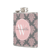 Girl Pink Damask Monogram Flachmann (Links)