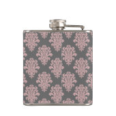 Girl Pink Damask Monogram Flachmann (Rückseite)