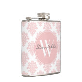 Girl Pink Damask Monogram Flachmann (Rechts)