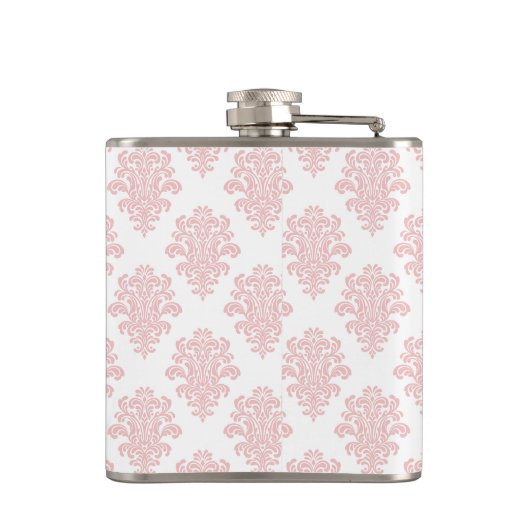 Girl Pink Damask Monogram Flachmann (Rückseite)