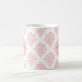 Girl Pink Damask Monogram Kaffeetasse (Mittel)