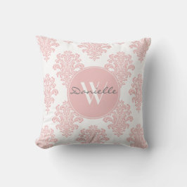 Girl Pink Damask Monogram Kissen