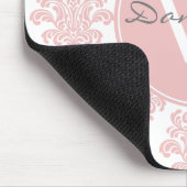 Girl Pink Damask Monogram Mousepad (Ecke)