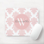 Girl Pink Damask Monogram Mousepad (Mit Mouse)