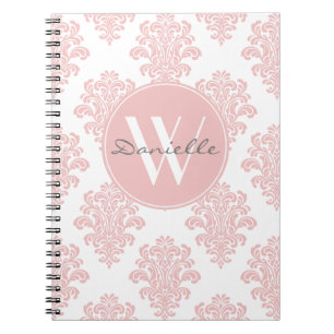 Girl Pink Damask Monogram Notizblock