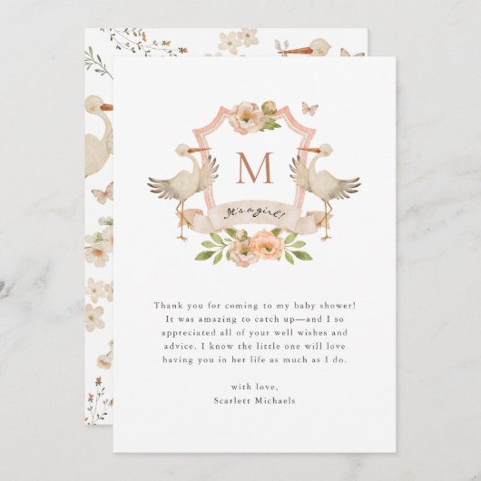 Girl Pink Danke-Card Dankeskarte (Vorne/Hinten)