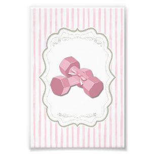 Girl Pink Dumbell Button Fotodruck