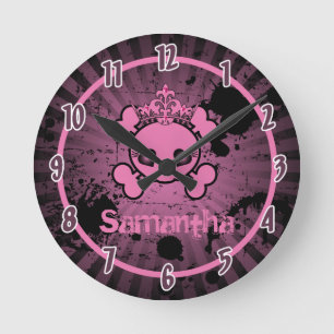 Girl Pink EMO Skull Rocker Personalisierte Uhr