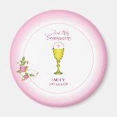 Girl Pink Erste heilige Kommunion, Chalice, Gastge Magnet (Vorne)