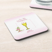 Girl Pink Erste heilige Kommunion, Chalice, Gastge Untersetzer (Linke Seite)