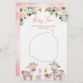 Girl Pink Farm Baby Dusche Baby Face Card (Vorne/Hinten)