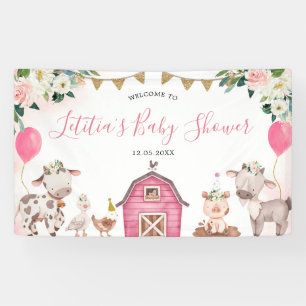 Girl Pink Farm Baby Dusche Große Banner Zeichen