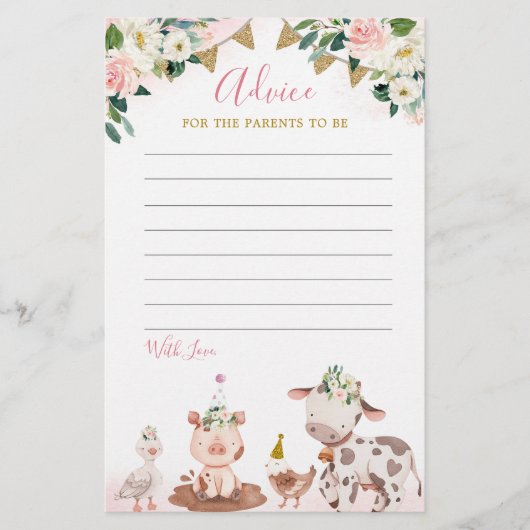 Girl Pink Farm Baby Showcard (Vorderseite)