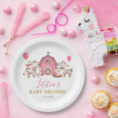 Girl Pink Farm Babydusche Papierplatte Pappteller (Party)