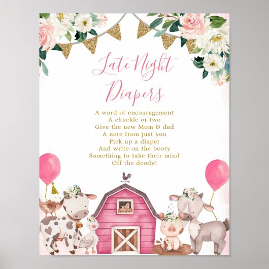 Girl Pink Farm Late Night Diaper Poster (Vorne)