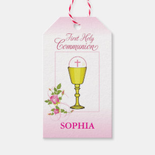 Girl Pink First Heilige Kommunion Chalice Gastgebe Geschenkanhänger