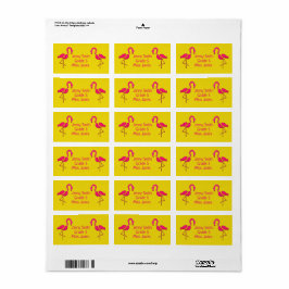 Girl pink flamingo Namensschilder für Schulbücher Adressaufkleber