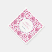 Girl Pink Floral Chinoiserie Brautparty Serviette (Ecke)