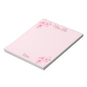 Girl Pink Floral Custom Notizblock (Rotiert)