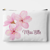 Girl Pink Floral Custom Zubehörtasche (Vorderseite)