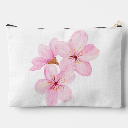 Girl Pink Floral Custom Zubehörtasche (Rückseite)