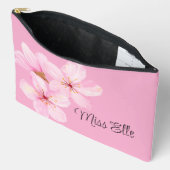 Girl Pink Floral Custom Zubehörtasche (Offen)