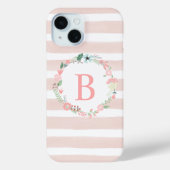 Girl Pink Floral Monogram Case-Mate iPhone Hülle (Rückseite)