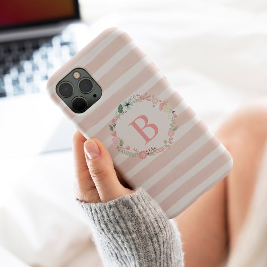 Girl Pink Floral Monogram Case-Mate iPhone Hülle