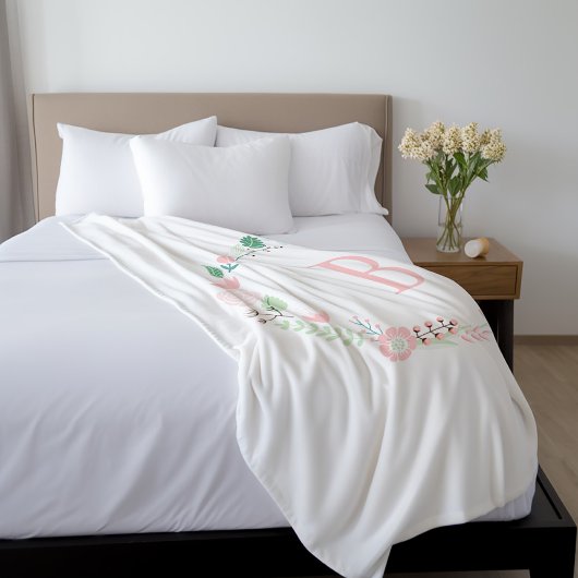 Girl Pink Floral Monogram Fleecedecke