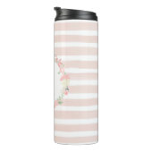 Girl Pink Floral Monogram Thermosbecher (Nach rechts gedreht)