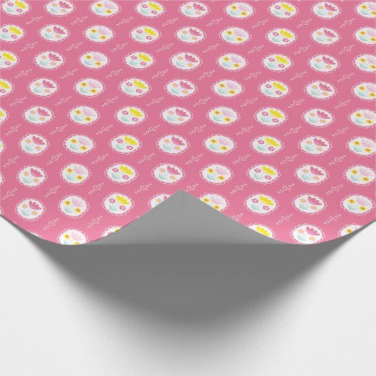 Girl Pink Floral Pattern Geschenkpapier (Ecke)