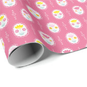 Girl Pink Floral Pattern Geschenkpapier (Rolleneckpunkt)