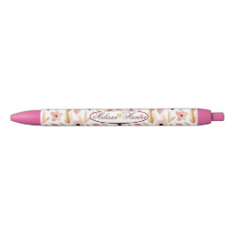 Girl Pink Floral Wasserfarben Muster Namensschrift Kugelschreiber