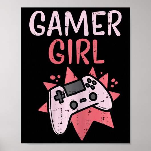 Girl Pink Game Controller Niedlich Video Gaming Fr Poster (Vorne)