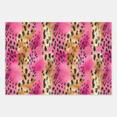 Girl Pink Glam Gold Leopard Animal Print Geschenkpapier Set (Vorderseite 3)