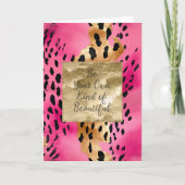 Girl Pink Glam Gold Leopard Print abstrakt Karte (Vorderseite)