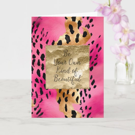 Girl Pink Glam Gold Leopard Print abstrakt Karte (Orchidee)