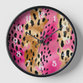 Girl Pink Glam Gold Leopard Print abstrakt Uhr (Vorderseite)