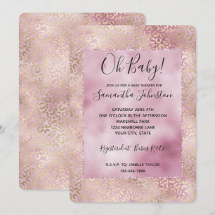 Girl Pink Glam Gold Leopard Print Einladung