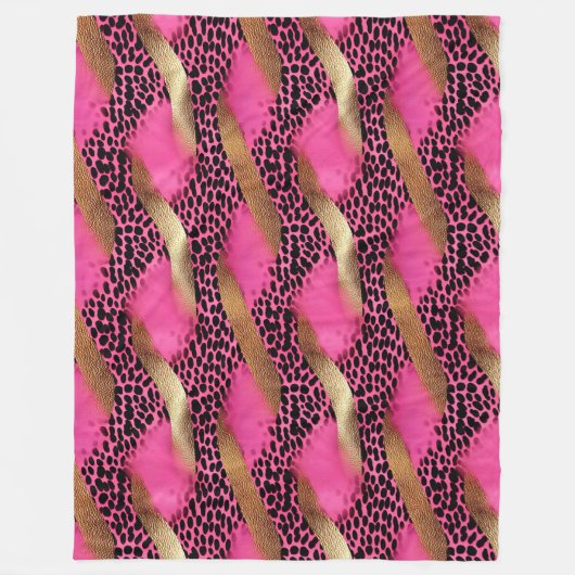 Girl Pink Glam Gold Leopard Print Fleecedecke (Vorderseite)