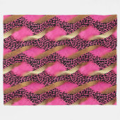 Girl Pink Glam Gold Leopard Print Fleecedecke (Vorderseite (Horizontal))